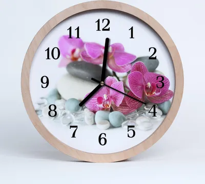 Produktbild von Holzuhr 30fi cm wanduhr - Orchideen Blumen