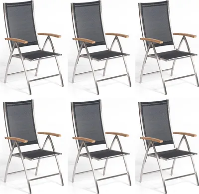 Produktbild von Sonnenpartner 6x Klappsessel Paragon Edelstahl/Textilen schwarz Klappstuhl