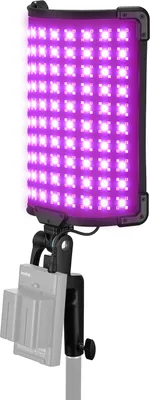Produktbild von GODOX FH50R Flexibles LED-Licht, 62 W, RGB-Fotografie-Licht, 2500 KšC10.000 K, CRI ¡Ý 96, mit 14 Lichteffekten, unterstuetzt BT-Verbindung, App-Steuerung, DC/NP-F/V-Mount-Akku-Stromversorgung mit Staenderadapter