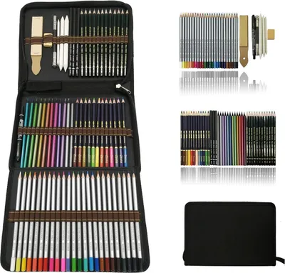 Produktbild von Professionelles 73-teiliges Aquarell-Bleistift-Set für Künstler & Anfänger