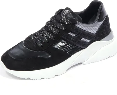 Produktbild von 8116AB Turnschuhe donna HOGAN H385 Wildleder Schwarz/Silber Schuhe Frauen