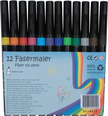 Image de Q-Connect® KF14912 Stylo fibre, non-permanent, env. 1-2 mm, étui de 12 couleurs