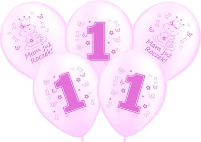 Image de Ballons imprimés pour l'anniversaire 1 fille 5 pcs.