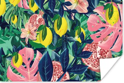 Produktbild von MuchoWow® Poster Blumen - Früchte - Farben 90x60 cm - Schlafzimmer