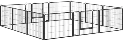 Produktbild von Haustiergehege, Welpenauslauf, Welpengitter, 12 Paneele, Outdoor u.  Indoor, Schwarz