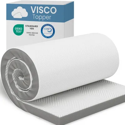 Zdjęcie produktu dla ELONEO wiskoelastyczny materac nawierzchniowy 180x200cm, materac nawierzchniowy z efektem pianki z pamięcią kształtu, wysokość 5 cm, materac nawierzchniowy do łóżka i łóżka z materacem sprężynowym