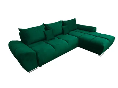 Image de Canapé d'angle moderne Sydney en L avec fonction couchage et coffre de rangement, vert Monolith 37