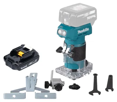 Obrázok produktu pre Akumulátorová fréza na hrany Makita DRT 52 Y1 18 V 6 mm bez kefiek + 1x batéria 1,5 Ah - bez nabíjačky