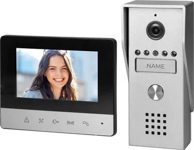 Image de Interphone vidéo pour une famille Vibell ORNO VI-VID-RO-1077, couleur, écran LCD 4,3", 16 sonneries, IP44, noir/gris