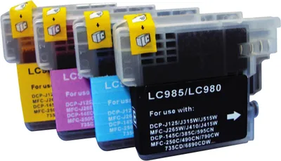 Image de 4 cartouches d'encre compatibles avec Brother LC-985 noir, cyan, magenta, jaune pour DCP-J125 DCP-J315 DCP-J515 MFC-J220 MFC-J265 MFC-J410 MFC-J415