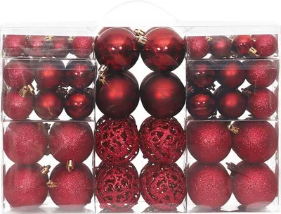 Produktbild von vidaXL Weihnachtskugeln 100 Stk. Weinrot 3 / 4 / 6 cm