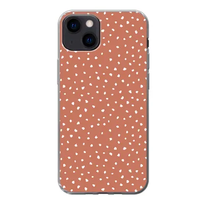 Produktbild von MuchoWow® Handyhülle Schutzhülle Hülle für iPhone 13 Tupfen - Orange - Weiß Silikon Softcase Handy Hülle - Karteninhaber