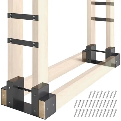 Obrázek produktu pro sada 2 stojanů na palivové dřevo s nastavitelnou délkou Stojan na palivové dřevo Stojan na palivové dřevo do interiéru 33,5 x 10 x 15,5 cm černý
