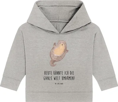 Produktbild von Mr. & Mrs. Panda Organic Baby Hoodie Otter Umarmen 24. - 36. Monat - Heather Grey - Geschenk, Kapuzensweatshirt, gut Gelaunt, Seeotter See, Hallo, glücklich, Kapuzenshirt