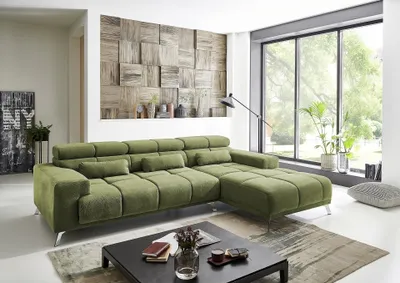 Produktbild von Wohnlandschaft >Starlett< elektr. Sitztiefenverstellung, 3 Kissen, khaki - 285x99x201 (BxHxT)