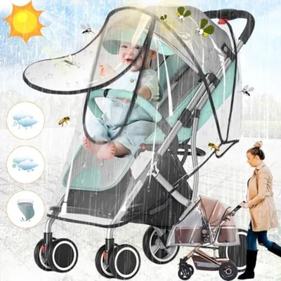 Productafbeelding van PromoHome® Universele, transparante regenbescherming voor kinderwagens, 120x80x90 cm, waterdicht, met ventilatie