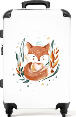 Obrázek produktu pro NoBoringSuitcases.com® Velký kufr - Akvarel - Liška - Děti - Ilustrace - Listy - Kombinovaný zámek TSA - Pevná skořepina na kolečkách - 4 kolečka - 72 litrů - Cestovní kufr - 66 cmKufr střední 67x43x25 cm, 72L,
