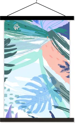 Produktbild von MuchoWow® Textilposter Sommer - Laub - Blau - Grün 40x60 cm mit schwarzem Rahmen - Wanddekorationen