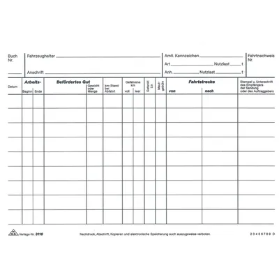 Image de RNK Verlag 3116 Carnet de route pour poids lourds - SD, 2 x 25 feuilles, DIN A5 paysage