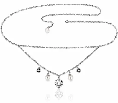 Produktbild von Ketten-Trachtengürtel "Ornament Perle Edelweiß" | Altsilber Variante: L (130 cm)