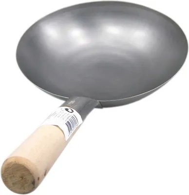 Produktbild von [ Wok Ø 33 cm runder Boden ] Asiatische Eisenpfanne / Küchen Wok / Pfanne