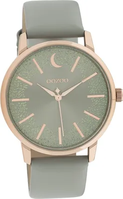 Produktbild von Oozoo Leder Damen Uhr Analog Quarzuhr Armband grau Timepieces D2UOC11040