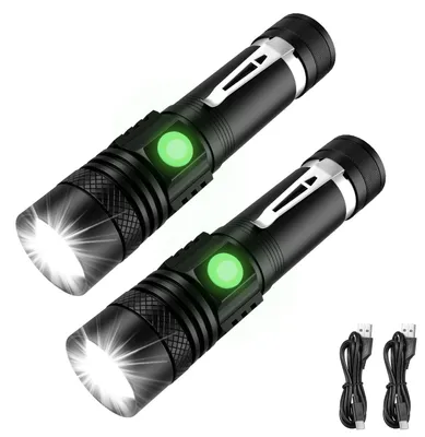 LED-Taschenlampe wiederaufladbar, 1400 Lumen, 2 Stück, verstellbarer Fokus