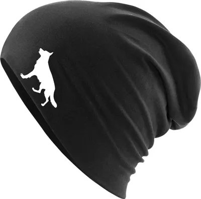 Produktbild von Huuraa Beanie Deutscher Schäferhund Silhouette Black One Size Baumwolle und Elasthan Mütze Geschenkidee