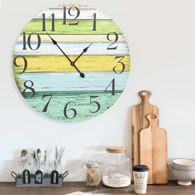 Image de vidaXL Horloge murale Multicolore 60 cm MDF