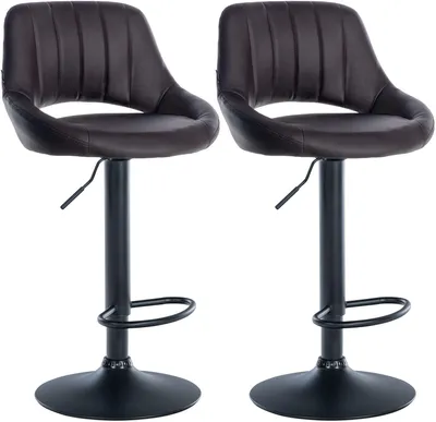 Produktbild von CLP 2er Set Barhocker Milet Kunstleder höhenverstellbar drehbar mit Rückenlehnen braun Material Gestell Metall matt schwarz
