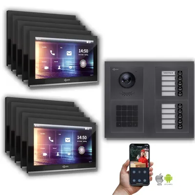 Produktbild von Goliath IP Video Türsprechanlage: 10-Zoll 10 Familienhaus, Zahlencode, Anthrazit  : 10 Zoll Schwarz : Unterputzdose Monitor Farbe: 10 Zoll Schwarz Montage: Unterputzdose