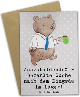Produktbild von Mr. & Mrs. Panda Glückwunschkarte Auszubildender Abenteuer - Grau Pastell - Geschenk, glückwunschkarten, Berufspassion, neujahrskarte, Klappkarte, Beruf, osterkarte
