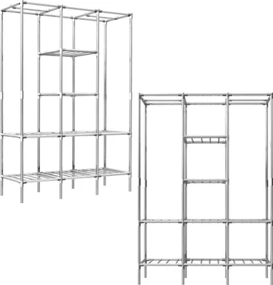 Two open wardrobe shelf units shown against a white background.