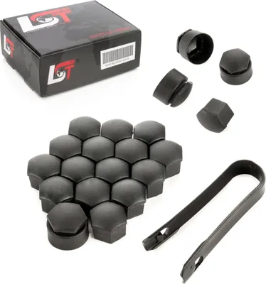 Produktbild von 20x Radschrauben Kappen Set 17mm Schwarz matt Diebstahlhemmend für VW SEAT SKODA