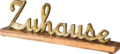 Zuhause Schriftzug L40cm Metall Gold Mango Holz Aufsteller Buchstaben Tisch-Deko