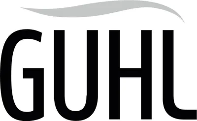The image shows the brand name GUHL in large black letters with a gray wavy line above it.