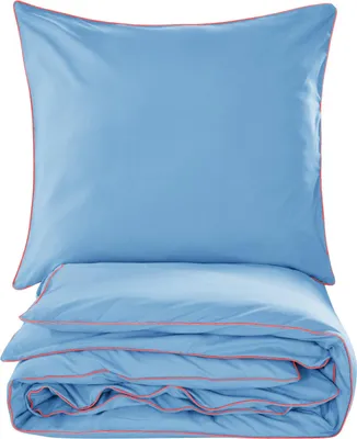 Produktbild von Bettwäsche Set - 135x200 cm - Himmelblau - Baumwolle - mit Reißverschluss - 1 Kissenbezug - Unifarben