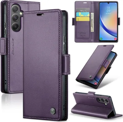Produktbild von Galaxy A34 Hülle, Leder Brieftasche Kartenfach Schutzhülle mit Standfunktion für Samsung Galaxy A34 Lila