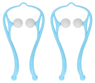 Image de 2 appareils de massage pour la nuque Dual Trigger Point Appareil ergonomique à main pour les épaules Bleu