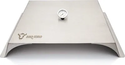 Productafbeelding van Unyqoos® Pizzaoven – Pizzatopper voor gas-, houtskool- en buitenbarbecues, roestvrij staal 1,5 mm, 56×39×9 cm, pizzadeksel met thermometer (50 °C tot >400 °C)