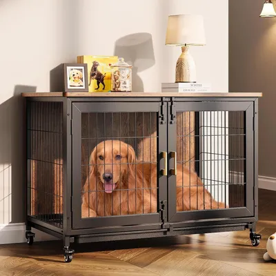 Image de Cage pour chien - Enclos pour chien - Abri pour chien - Panier pour chien - Cage métallique pour chien - Double porte