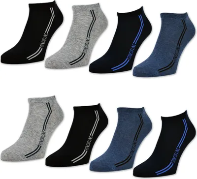 Produktbild von 8 oder 12 Paar Sneaker Socken Herren Sport Baumwolle Schwarz Blau Grau  16777 - 8 Paar  Farbmix 39-42