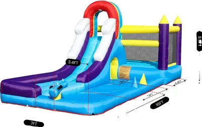 Zdjęcie produktu dla Nadmuchiwana zjeżdżalnia, element wodny, wytrzymała tkanina Oxford, 4,9 x 2,16 x 2,07 m