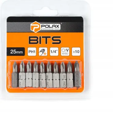 Zdjęcie produktu dla Zestaw bitów 25mm PH1 1/4" 6150CRV (10 szt) Polax