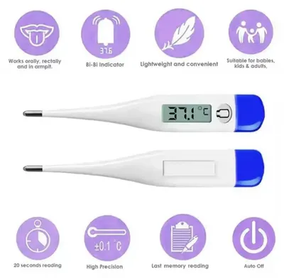 Produktbild von Digitales Fieberthermometer mit flexiblem Messende zur Körpertemperaturmessung für Erwachsene und Kinder