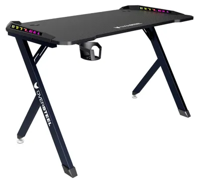 Gaming-Schreibtisch 120x60x75 cm, RGB LED, Carbonfaser, schwarz