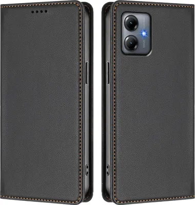 Produktbild von Handyhülle für Motorola Moto G14, Kunstleder Klapphülle Stoßfeste Magnetische Hülle mit Ständer Schwarz