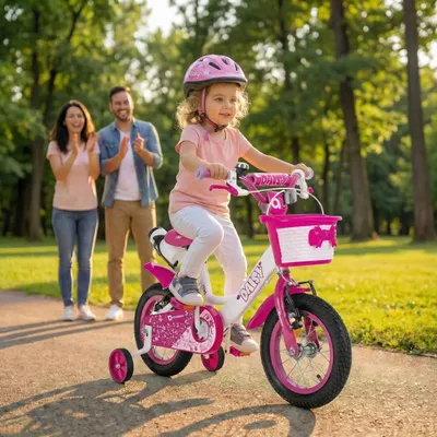 Produktbild von Actionbikes Kinderfahrrad Daisy 12 Zoll | Kinder Fahrrad - V-Brake Bremsen - Kettenschutz - Fahrradständer - Stützräder - Mädchenfahrrad - 2-5 Jahre