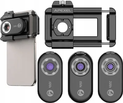 Zdjęcie produktu dla 3x Obiektyw MIKROSKOP CYFROWY 200x 150x 100x Filtr CPL do Telefonu Telefon / APL-MS3IN1