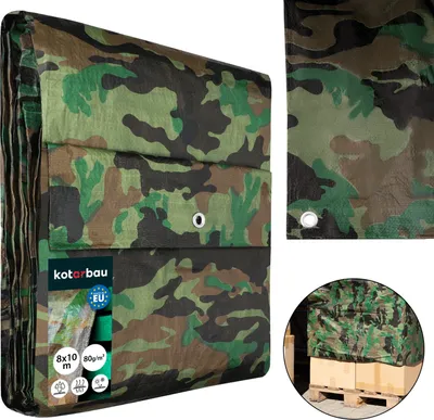 Image de KOTARBAU® Bâche de Protection Extérieur Polyéthylène 8 x 10 m Camouflage 80 g/m² Bâche Anti UV Bache Remorque Bache Impermeable Exterieu